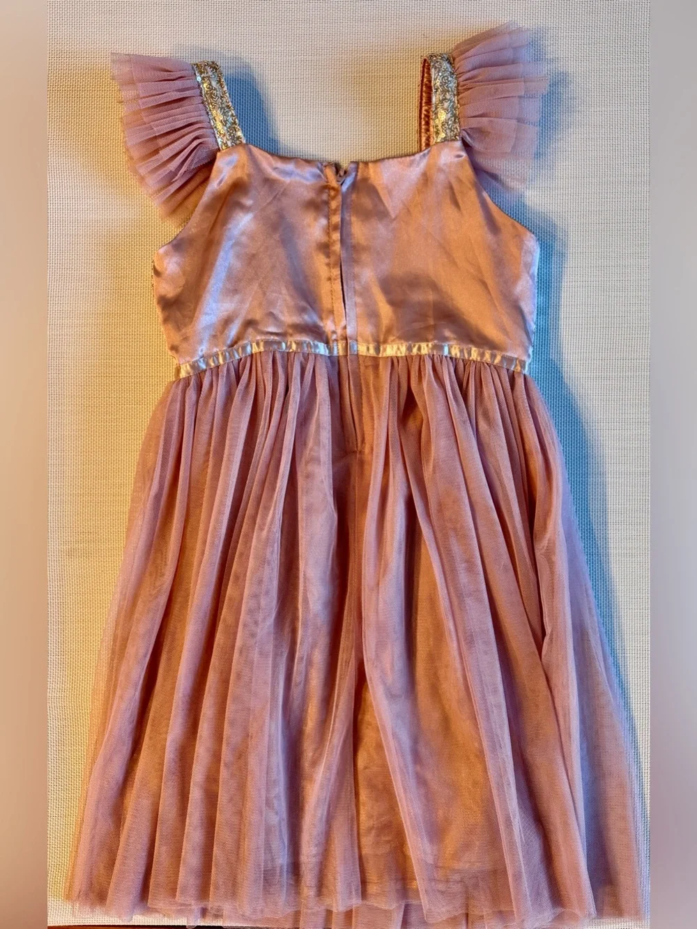 Popatu Sequin Bodice Tulle Dress Color Peach size 6X